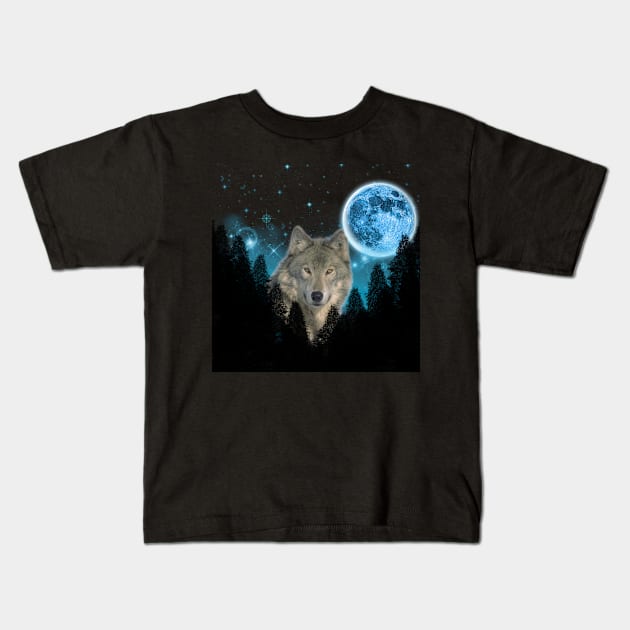 Wolf StarLight Kids T-Shirt by Ratherkool